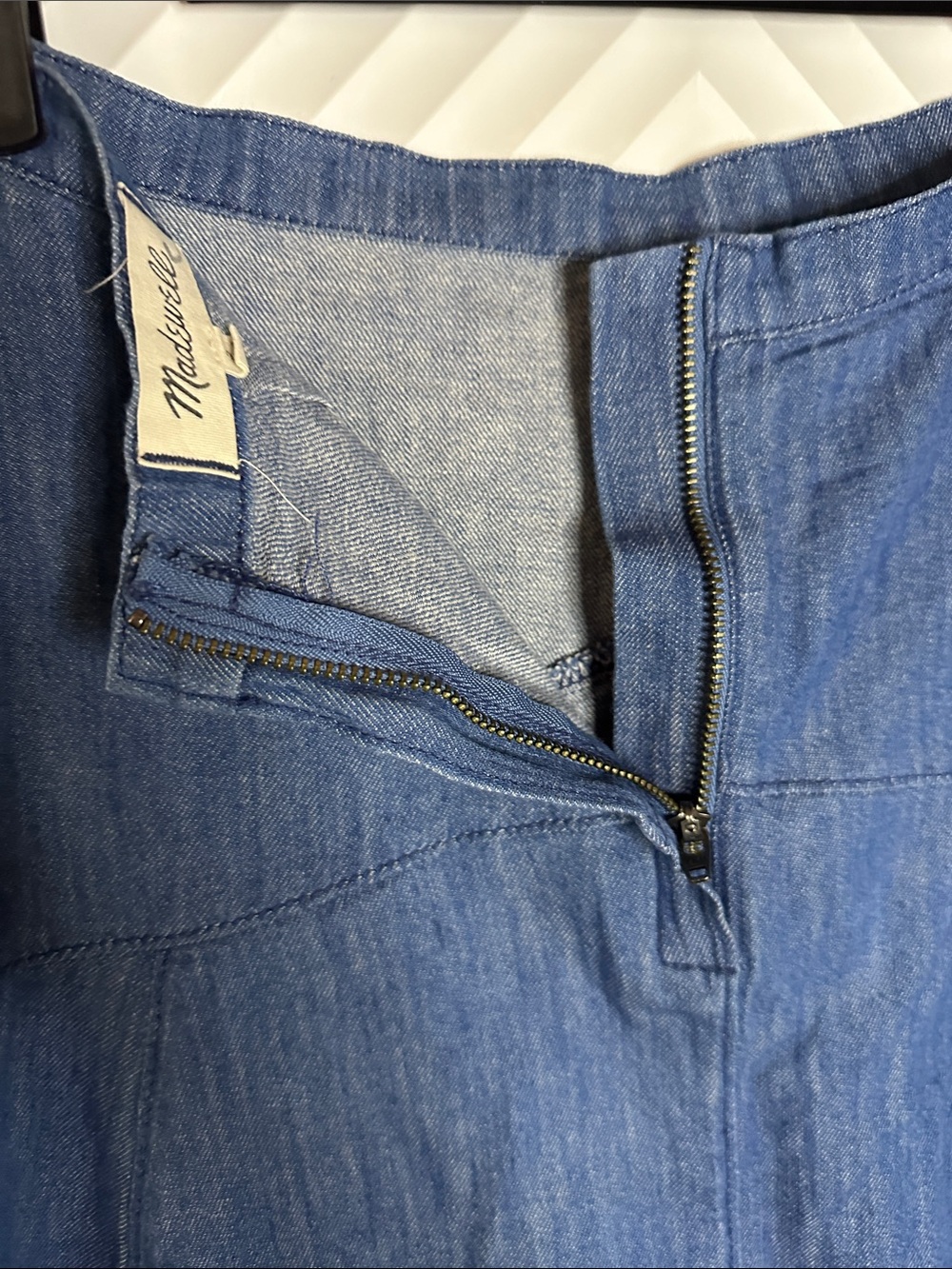Madewell Blue Chambray Circle Skirt Linen Cotton Blend - Picture 4 of 6